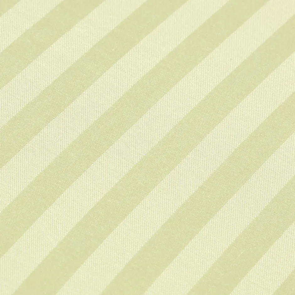 Homescapes Drap plat satin rayé en coton égyptien 330 fils vert sauge, 178x255 cm -