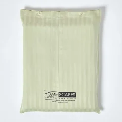 Homescapes Drap plat satin rayé en coton égyptien 330 fils vert sauge, 178x255 cm -