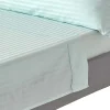 Homescapes Drap plat satin rayé en coton égyptien 330 fils bleu, 270x300 cm -