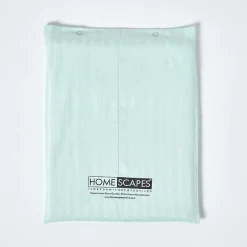 Homescapes Drap plat satin rayé en coton égyptien 330 fils bleu, 270x300 cm -
