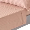 Homescapes Drap plat satin rayé en coton égyptien 330 fils taupe, 240x300 cm -