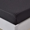 Homescapes Drap plat satin rayé en coton égyptien 330 fils noir, 180x290 cm - New