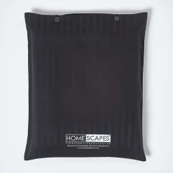 Homescapes Drap plat satin rayé en coton égyptien 330 fils noir, 240x275 cm -
