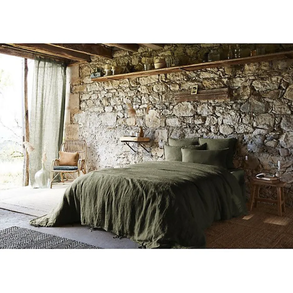 L'Effet Papillon Drap plat "Soline" toutes dimensions Lin lavé - Soline Thym - 270 x 300 cm pour lit King size