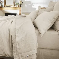 L'Effet Papillon Drap plat "Soline" toutes dimensions Lin lavé - Soline Sable - 270 x 300 cm pour lit King size