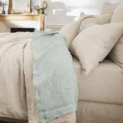 L'Effet Papillon Drap plat "Soline" toutes dimensions Lin lavé - Soline Eucalyptus - 240 x 300 cm pour lit 2 places
