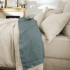 L'Effet Papillon Drap plat "Soline" toutes dimensions Lin lavé - Soline Ardoise - 270 x 300 cm pour lit King size