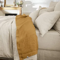 L'Effet Papillon Drap plat "Soline" toutes dimensions Lin lavé - Soline Caramel - 270 x 300 cm pour lit King size
