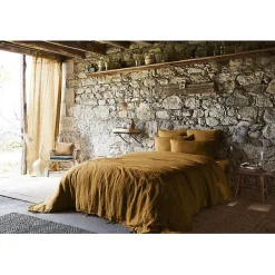 L'Effet Papillon Drap plat "Soline" toutes dimensions Lin lavé - Soline Caramel - 270 x 300 cm pour lit King size