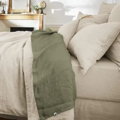 L'Effet Papillon Drap plat "Soline" toutes dimensions Lin lavé - Soline Thym - 240 x 300 cm pour lit 2 places Online