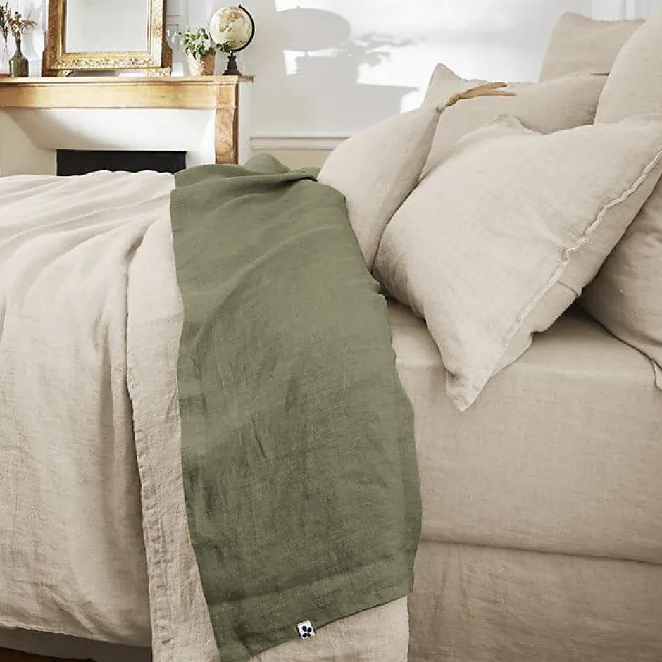 L'Effet Papillon Drap plat "Soline" toutes dimensions Lin lavé - Soline Thym - 240 x 300 cm pour lit 2 places Online