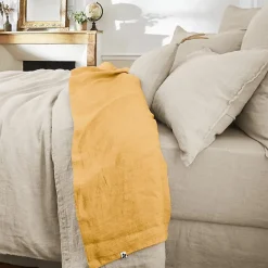 L'Effet Papillon Drap plat "Soline" toutes dimensions Lin lavé - Soline Miel - 270 x 300 cm pour lit King size