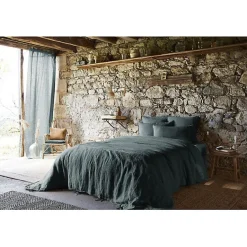 L'Effet Papillon Drap plat "Soline" toutes dimensions Lin lavé - Soline Ardoise - 240 x 300 cm pour lit 2 places Sale