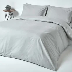 Homescapes Drap plat uni 100 % coton égyptien 200 fils gris argent, 230x255 cm -