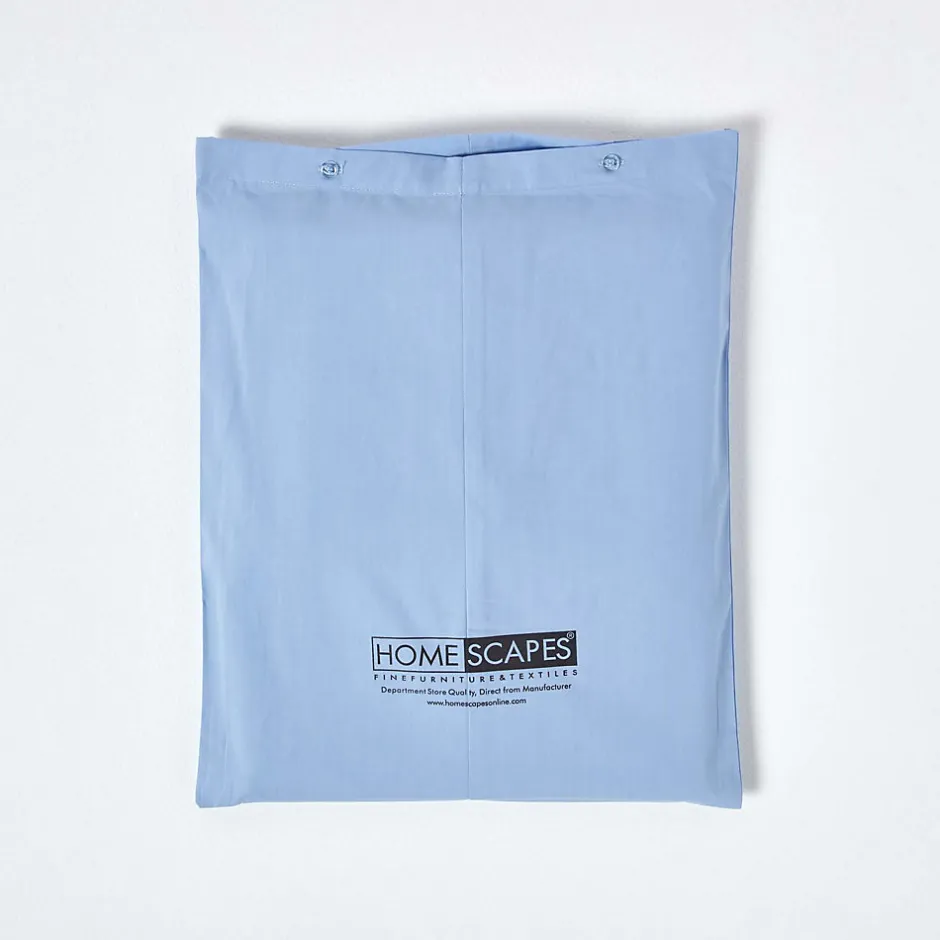 Homescapes Drap plat uni 100 % coton égyptien 200 fils bleu, 178x255 cm -