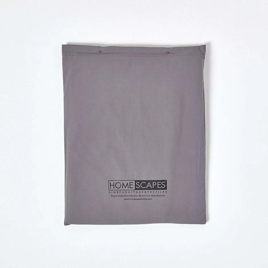 Homescapes Drap plat uni 100 % coton égyptien 200 fils gris foncé, 230x255 cm -