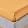Homescapes Drap plat uni 100 % coton égyptien 200 fils jaune moutarde, 178x255 cm - Clearance