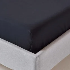Homescapes Drap plat uni 100 % coton égyptien 200 fils noir, 240x300 cm - New