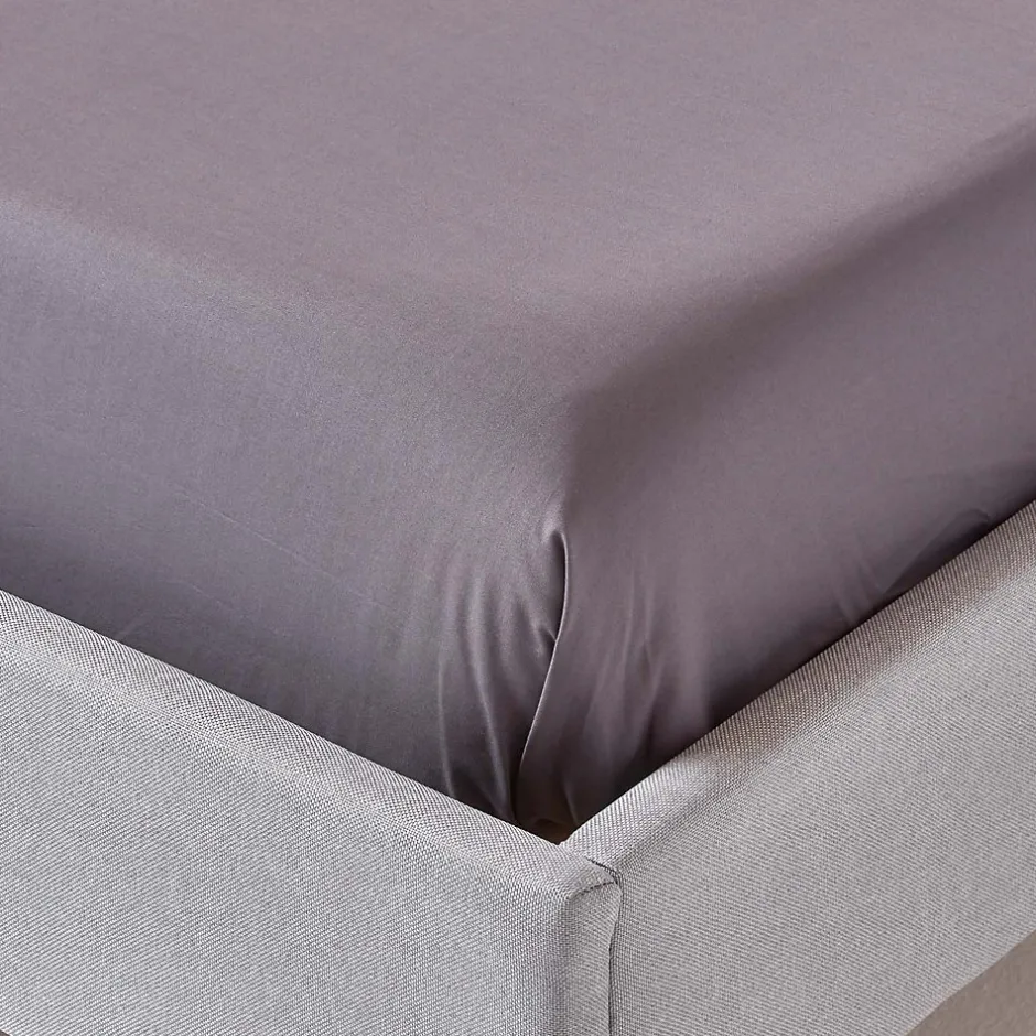 Homescapes Drap plat uni 100 % coton égyptien 200 fils gris foncé, 240x275 cm - Online