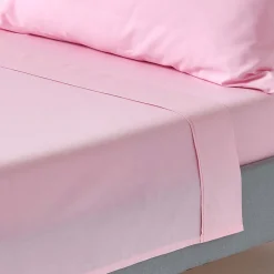 Homescapes Drap plat uni 100 % coton égyptien 200 fils rose, 230x255 cm -
