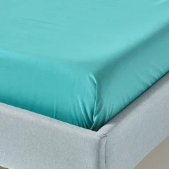Homescapes Drap plat uni 100 % coton égyptien 200 fils bleu canard, 230x255 cm -