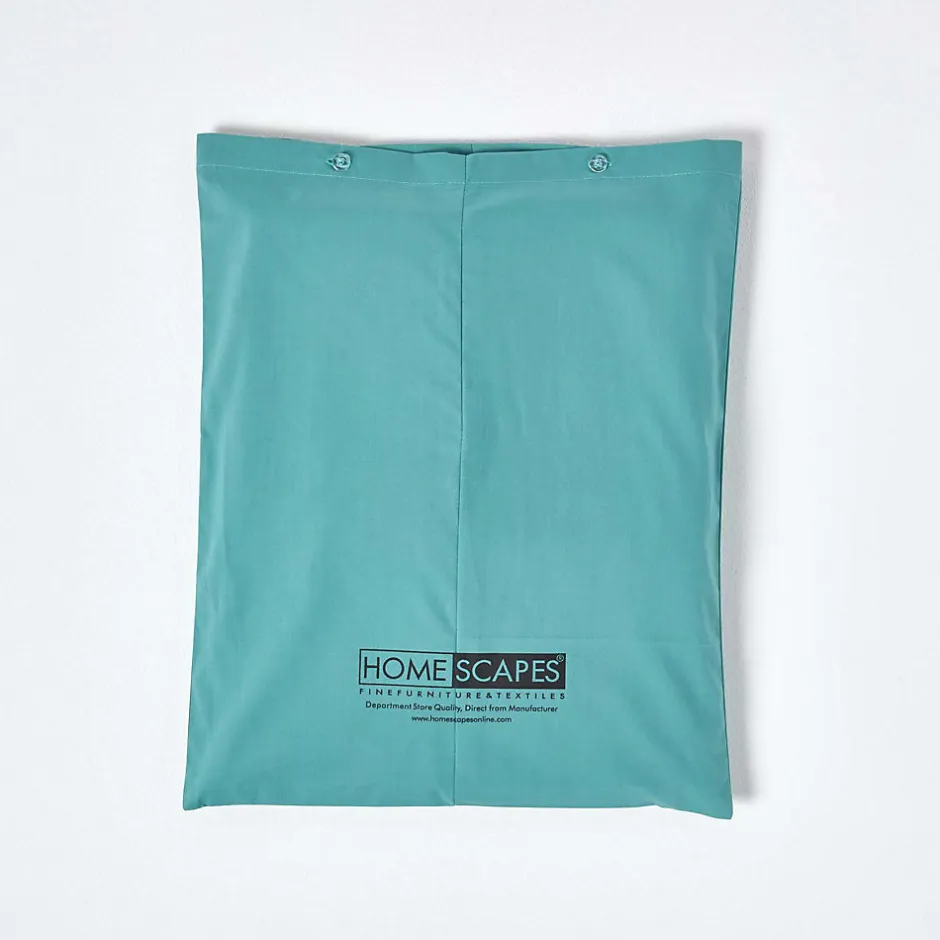 Homescapes Drap plat uni 100 % coton égyptien 200 fils bleu canard, 230x255 cm -