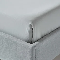 Homescapes Drap plat uni 100 % coton égyptien 200 fils gris argent, 180x290 cm -
