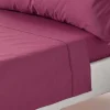 Homescapes Drap plat uni 100 % coton égyptien 200 fils bordeaux, 178x255 cm -