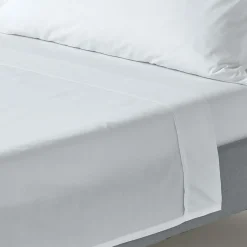 Homescapes Drap plat uni 100 % coton égyptien 200 fils blanc, 270x300 cm -