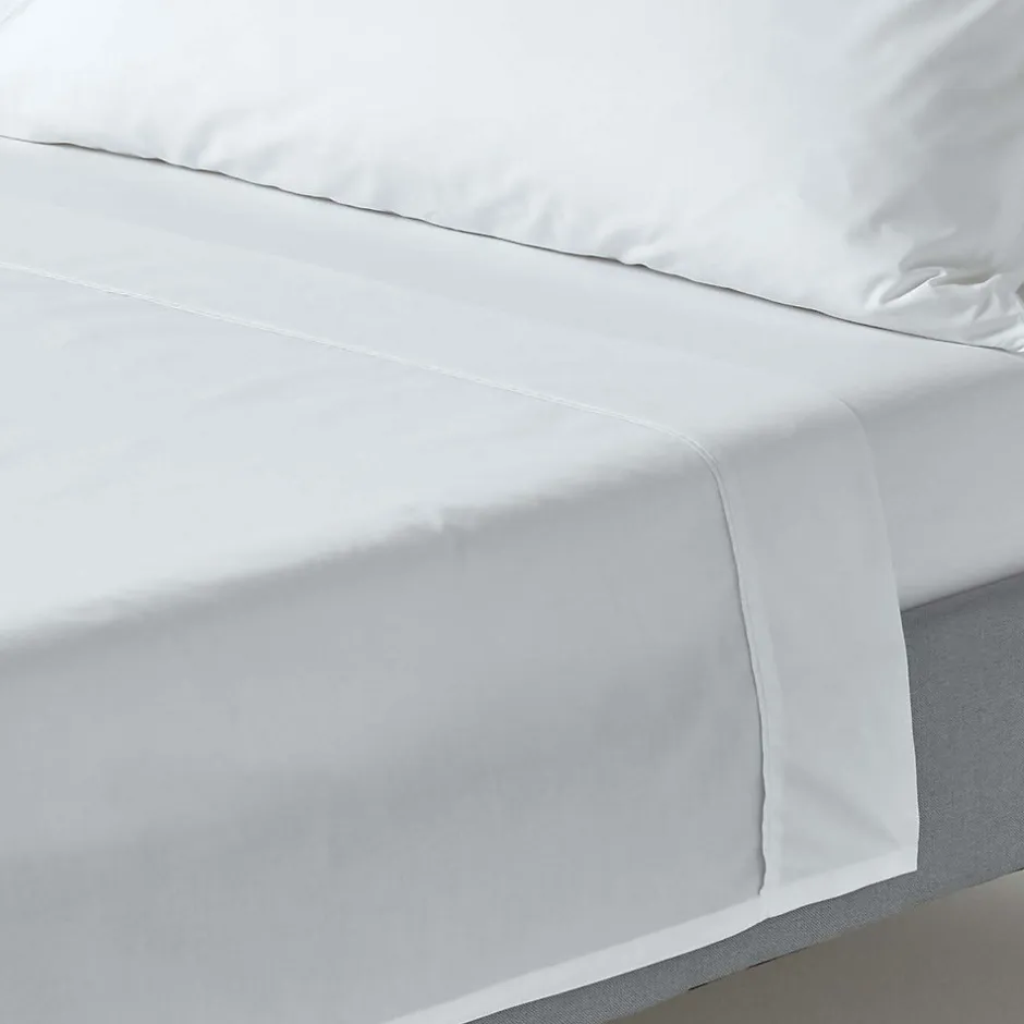 Homescapes Drap plat uni 100 % coton égyptien 200 fils blanc, 270x300 cm -
