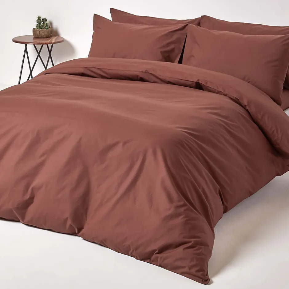 Homescapes Drap plat uni 100 % coton égyptien 200 fils marron chocolat, 178x255 cm - Online