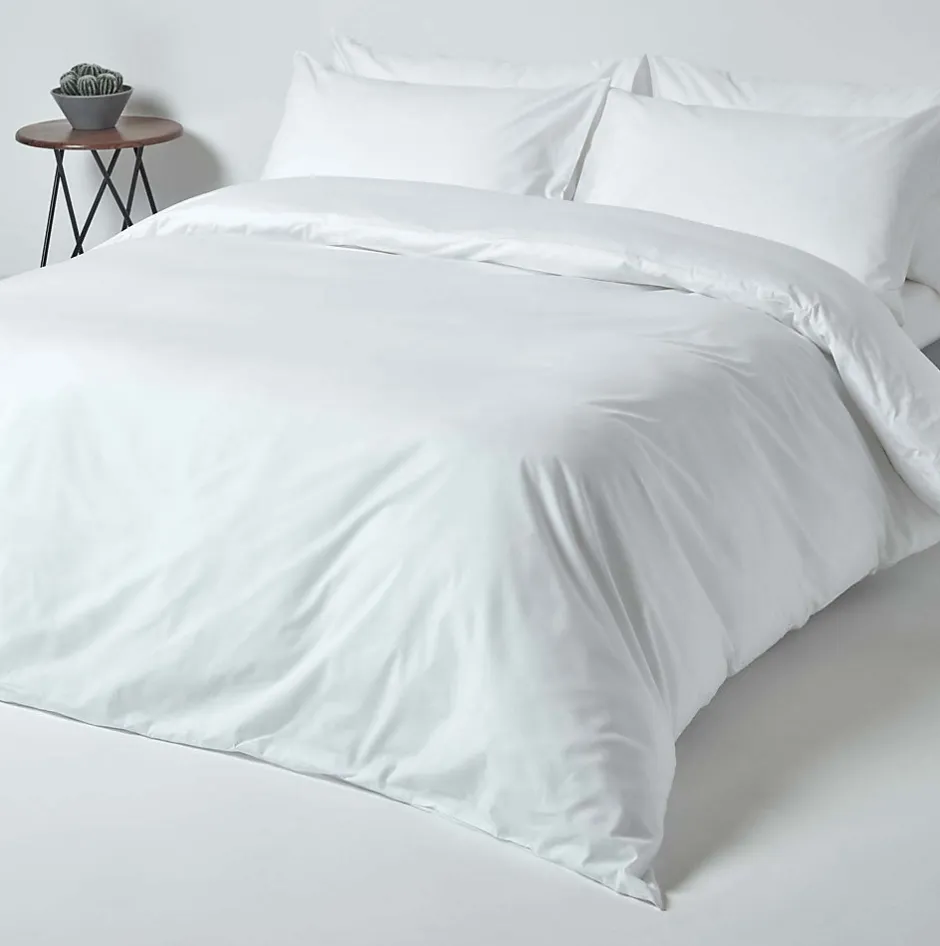 Homescapes Drap plat uni 100 % coton égyptien 200 fils blanc, 178x255 cm - Best
