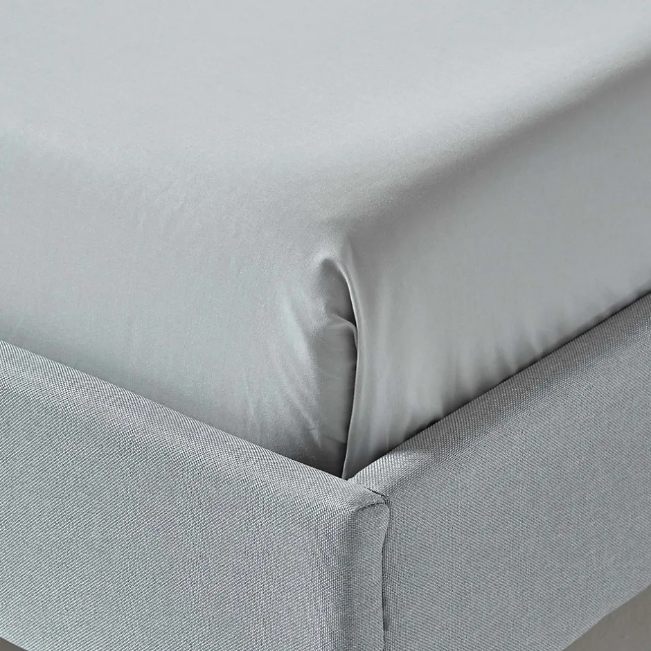 Homescapes Drap plat uni 100 % coton égyptien 200 fils gris argent, 270x300 cm - Clearance