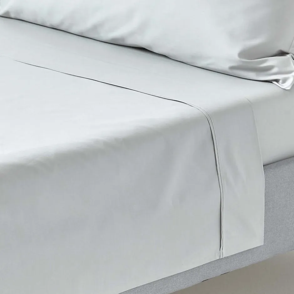Homescapes Drap plat uni 100 % coton égyptien 200 fils gris argent, 270x300 cm - Clearance