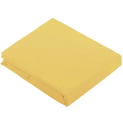 Tradilinge Drap Plat Uni en 100 % Coton (180x290 cm - Jaune)