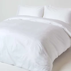 Homescapes Drap plat uni en coton égyptien bio 400 fils blanc, 180x290 cm -