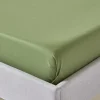 Homescapes Drap plat uni en coton égyptien bio 400 fils vert mousse, 230x255 cm - Clearance