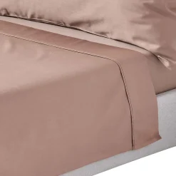 Homescapes Drap plat uni en coton égyptien bio 400 fils marron, 240x275 cm - Online