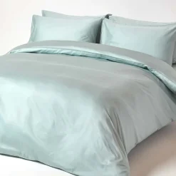 Homescapes Drap plat uni en coton égyptien bio 400 fils bleu givré, 270x300 cm - Best