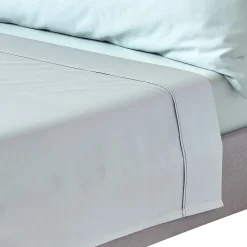 Homescapes Drap plat uni en coton égyptien bio 400 fils bleu givré, 240x275 cm -