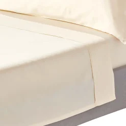 Homescapes Drap plat uni en coton égyptien bio 400 fils ècru, 270x300 cm -