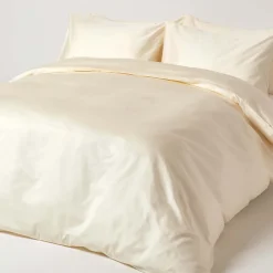 Homescapes Drap plat uni en coton égyptien bio 400 fils ècru, 270x300 cm -