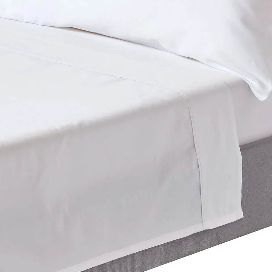Homescapes Drap plat uni en coton égyptien bio 400 fils blanc, 240x300 cm -