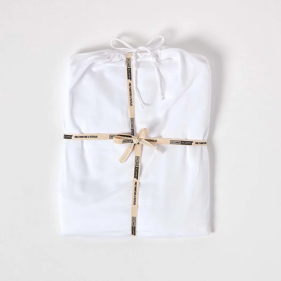 Homescapes Drap plat uni en coton égyptien bio 400 fils blanc, 240x300 cm -