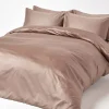 Homescapes Drap plat uni en coton égyptien bio 400 fils marron, 230x255 cm - Sale