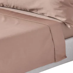 Homescapes Drap plat uni en coton égyptien bio 400 fils marron, 270x300 cm -