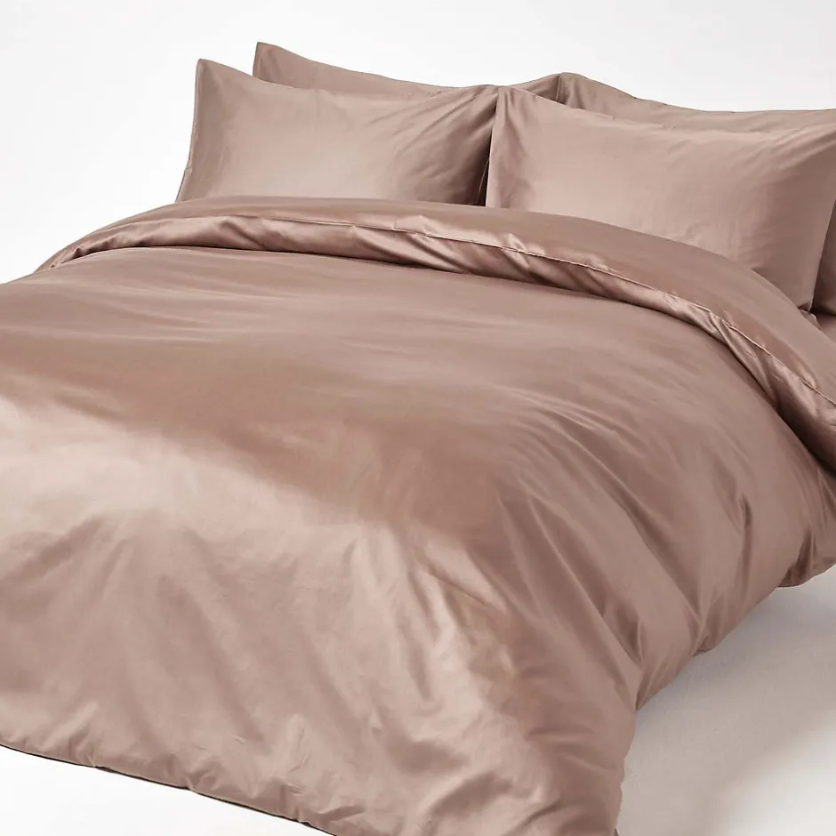 Homescapes Drap plat uni en coton égyptien bio 400 fils marron, 270x300 cm -