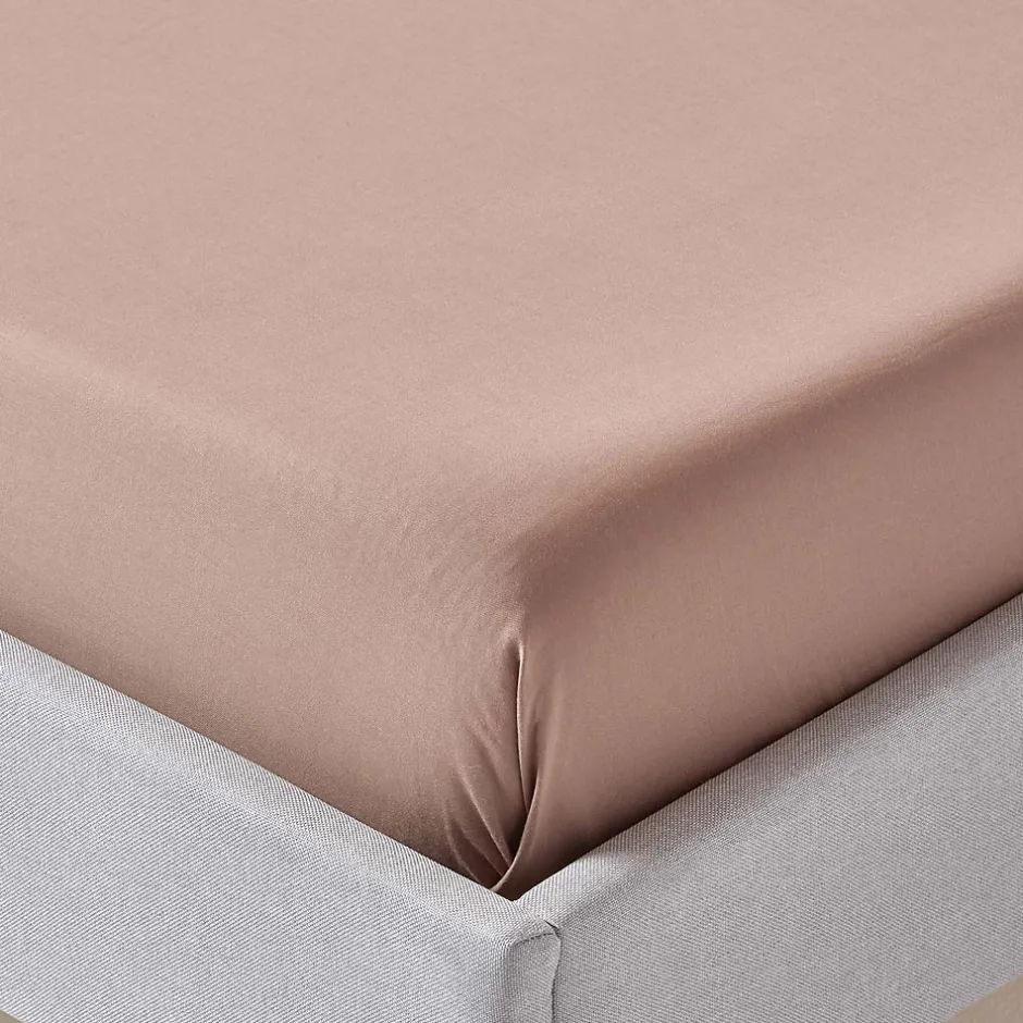 Homescapes Drap plat uni en coton égyptien bio 400 fils marron, 180x290 cm - Sale