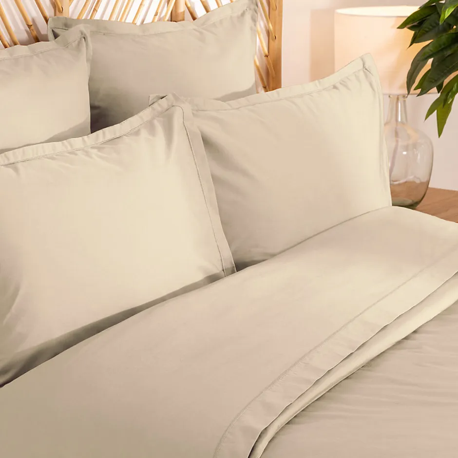 Atmosphera Créateur D'Intérieur Drap-housse - percale - beige lin - 180x200 cm - Atmosphera