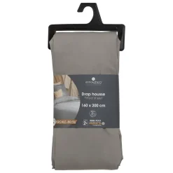 Atmosphera Créateur D'Intérieur Drap-housse - percale - gris - 160x200 cm - Atmosphera Discount